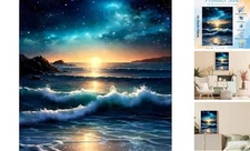  Sea View Paint by Numbers for Adults - Waves Paint by 16X20inch Style 17