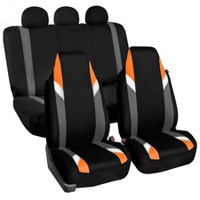 Supreme Modernistic Auto Car Seat Covers Orange Black 2 Row Set High Back Front Supreme Modernistic Auto Car Seat Covers Orange Black 2 Row Set High Back Front