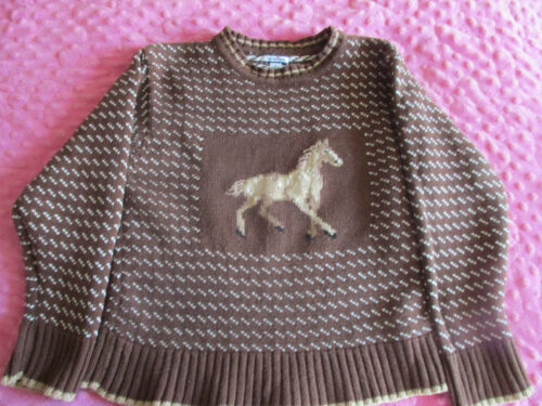 VGUC Hartsrings Girls Size 7 Brown/Tan Horse Sweater