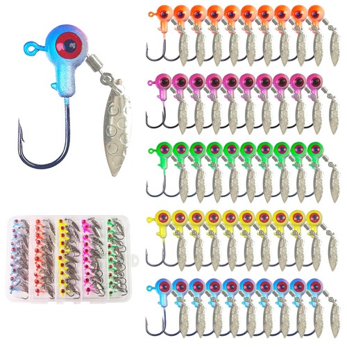 50 Teste Piombate Jig Per Pesca &ndash; Set Di Cucchiaini E Ami Per Crappie, Esche Metalliche Multicolori, Marca HENGJIA