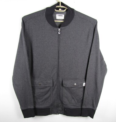 LinkSoul Size Large Grey Chevron Fleece Cotton Two Flap Pocket Full Zip Jacket