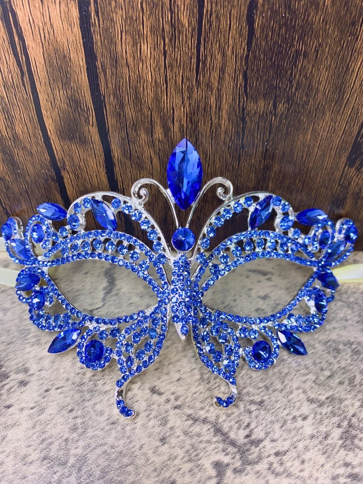 Luxury Crystal Rhinestone Masquerade Ball Mask, Blue Mask, New Year, Party, Gift - Image 4 of 4