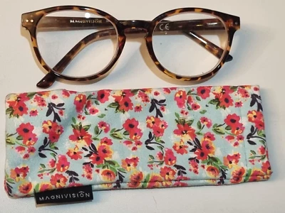 Foster Grant - Magnivision - Bryn Tort - Round Reading Glasses + Free Case