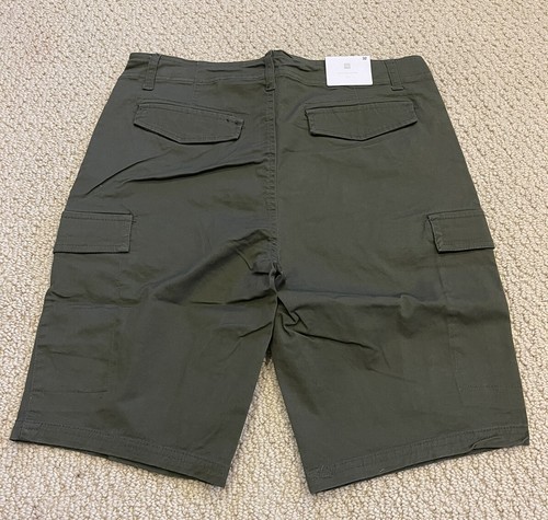 Neu mit Etikett olivgrüne Cargotaschenshorts aus Stretchbaumwolle für Herren ALLE GRÖSSEN - Bild 5 von 6