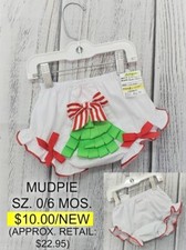 NWOT MUD PIE INFANT GIRLS SZ. 0/6 MOS. CHRISTMAS TREE BLOOMERS