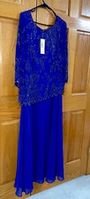 Women  s Formal Dress Plus Size 22W J Kara 3/4 Sleeve Long Beaded Floral Design