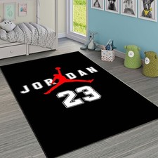 Basketball 23 Rug, Black Sports-Themed Rug for Bedroom, Game Room, Basket Decor