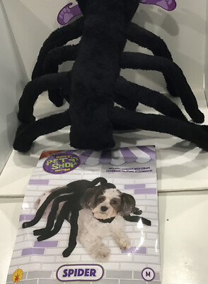 New Rubies Pet Shop Black Spider Tarantula Costume Dog Size M W/ Belly Straps