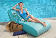 New Bestway H2OGO Luxury Fabric Covered Inflatable Pool Lounge With  Cupholder. 