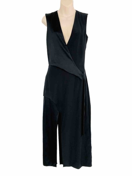 Dion Lee Maxi Dress Size 6 Black Silk Evening Formal Gown Wedding Party