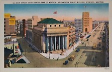 Winnipeg Manitoba Canada Postcard Main Street Showing Bank of Montreal c1940 s