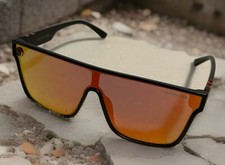 Quiksilver SciFi Shield Sunglasses Black Frame Flash Orange Mirror Lens   READ  