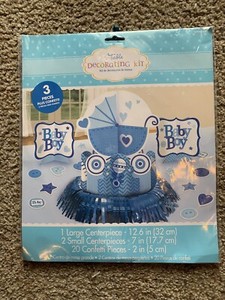 BABY BOY TABLE DECORATING KIT , 3 PC. + CONFETTI-PARTY SUPPLIES, NEVER OPENED
