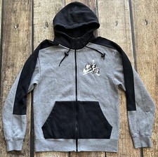 JORDAN NIKE AIR STANDARD FIT FULL ZIP HOODIE BLACK GRAY MENS SMALL EXCELLENT