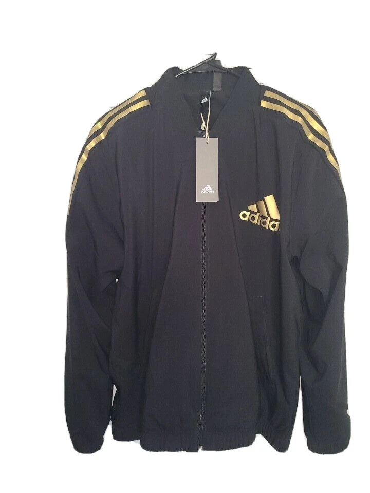 adidas track jacket black/gold line