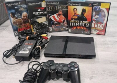 Sony SCPH-79001 Playstation Ps2 Slim Console Bundle Controllers Games  Tested