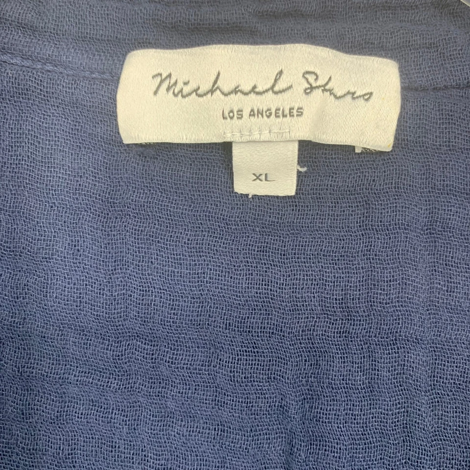 Top Michael Stars Monique Talla XL Azul Marino Sin Mangas Doble Gasa Botón Delantero Foto 3 de 4