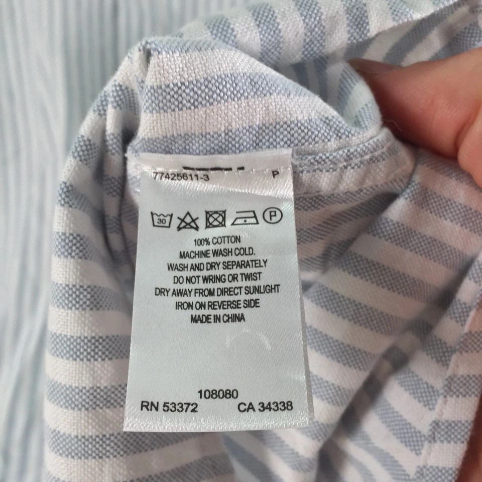 French connection mens button up shirt size S slim fit white blue striped 090472 - Image 4 of 4