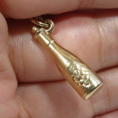 James Avery 14k Yellow Gold Wine Bottle Charm Rare Retired Hard to Find 