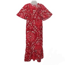 Rhode Dress Size 4 Red Floral Linen Midi Dress
