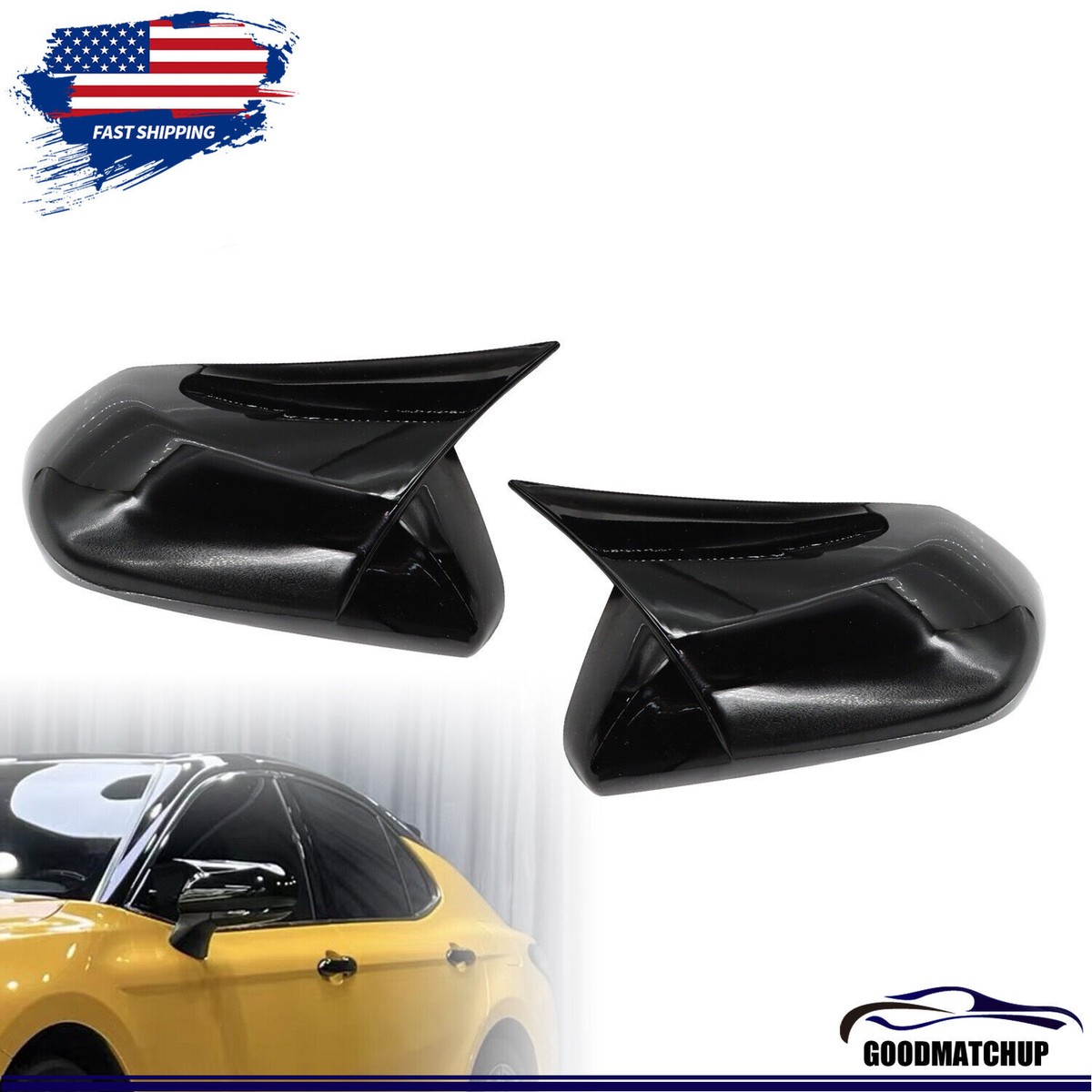 FOR 2018-2020 TOYOTA CAMRY LE SE XLE XSE GLOSS BLACK SIDE WING MIRROR