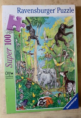 Ravensburger Super 100 Puzzle Hide & Seek Jungle 1996 Germany Vintage New Sealed