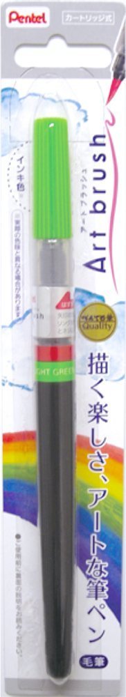 Pentel Art Brush XFR-111 Set Brush Pen Cartridge in Light Green 10 Pack