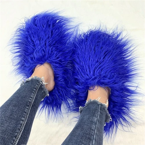 Outside Fashion Fluffy Sheep Mongolia Fur Sliper Shose For Women And Men - Picture 24 of 35
