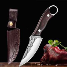 Hunting Knife 4''Blade/8''Full-Tang Fixed Blade Rosewood Handle Knife w/ Sheath