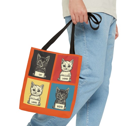 Cat Ladies Vote Tote Bag Carry-On Election Theme Harris Walz Trump Vance - Picture 12 of 61