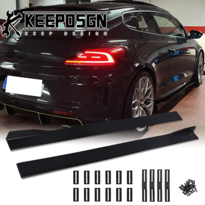 Seitenschweller Sideskirts Ansätz Glänzend Schwarz für VW Volkswagen Scirocco