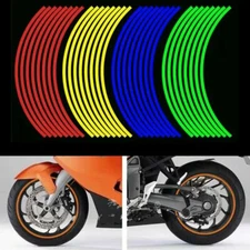 NEW 16 Pcs 17"18" Strips Motorcycle Car Wheel Tire Stickers Reflective Rim Tape