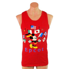 VTG 90s y2k Disney Epcot Mickey Mouse Flags Red Tank Top Sz S Made in USA