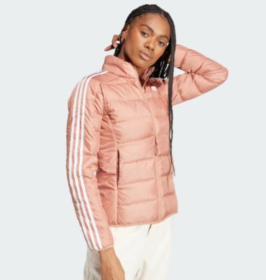 Adidas Women ESSENTIALS 3-STRIPES LIGHT DOWN JACKET XL CLAY STRATA PUFFER WINTER
