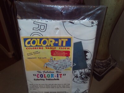 VINTAGE JUSTICE LEAGUE OF AMERICA COLOR-IT TABLECLOTH OLD STORE STOCK NEW M 1967