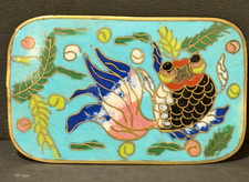 Chinese Antique cloisonn  enamel belt buckle, fish motif.