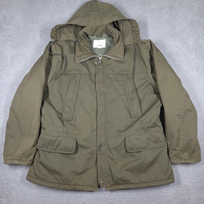 #ad Vintage 80s Sears Work Leisure Jacket Men#x27;s XL Green Zip Button Hooded *READ* $19.99