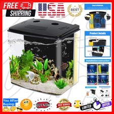 Fish Tank, 1.2 Gallon Aquarium, Small Betta Fish Tank Starter Kit with LED Li...