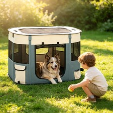 Folding Pet Dog Playpen Portable Pet Exercise Pen Indoor/Outdoor Travel Camping