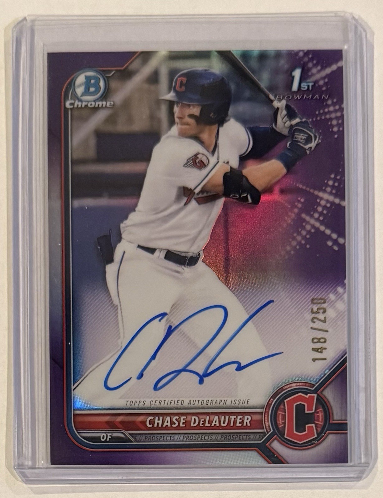 2022 Bowman Chrome 1st Chase Delauter #CDA-CD Auto Purple Refractor /250