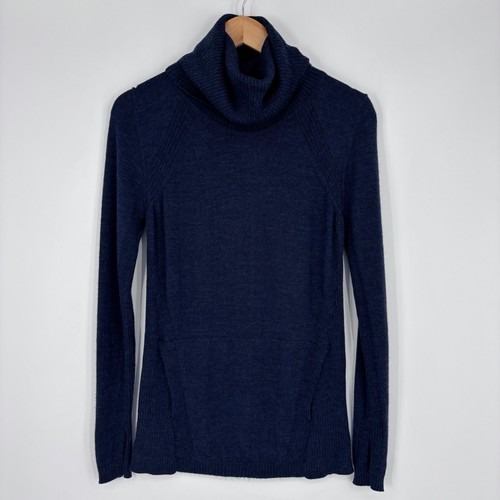 Lululemon Sweat and Savasana Merino Wool Turtleneck Sweater Womens 4/6 Navy Blue