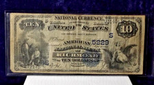 Banconota 10 dollari 1882 US National Bank - Value Back Fr#577 - Richmond - Lyons/Roberts-VG