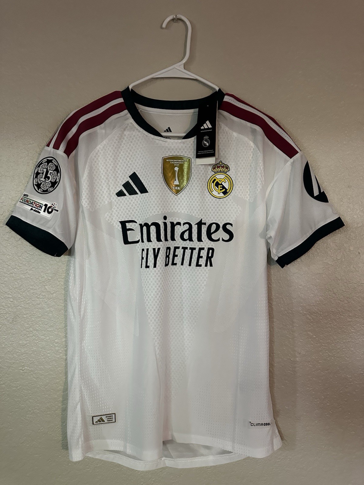 adidas Real Madrid Mbappé 10 Soccer Jersey Size L White Black Burgundy