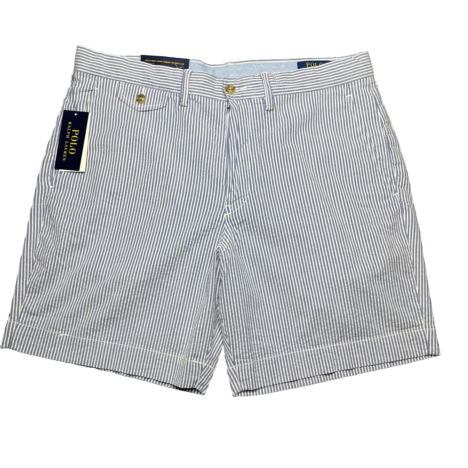 Polo Ralph Lauren Men's Stretch Straight Fit Seersucker Shorts Blue Men's 34 $98