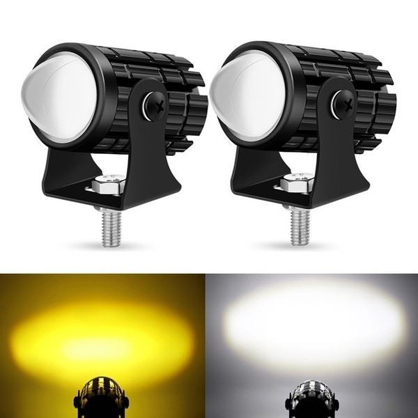 Eurowagens 2 × Dual Color Gelb Weiß LED Nebelscheinwerfer Motorrad Scheinwerfer-image