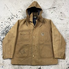 Vintage Carhartt 6BLC Canvas Chore Jacket Barn Coat Sz 44 Blanket Lined Workwear