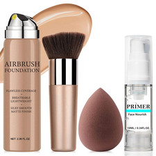 Airbrush Silky Mist Foundation Spray Makeup with Primer and Brush, Full Coverage