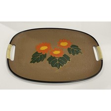 Vintage EVERBRIGHT LACQUERWARE Serving Tray Mid Century Modern Japan Flowers