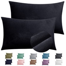 2 Pack Zippered Velvet King Pillowcases, Super Soft and Cozy Luxury Fuzzy Fla...