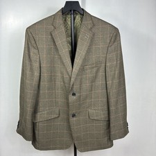 Haggar Hounds Tooth Men's Blazer Sport Coat 40R Jacket Two Button Brown Plaid